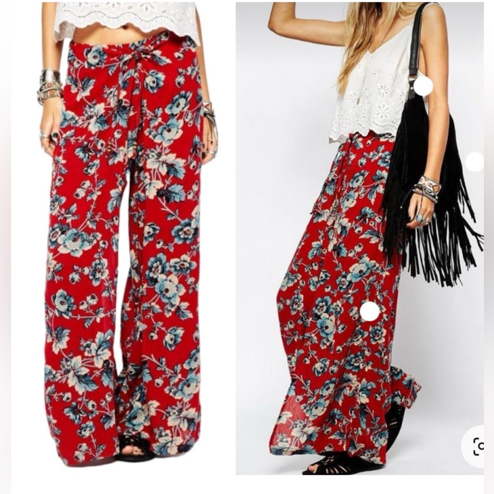Denim & Supply Ralph Lauren Floral Print Tie Wrap Front Palazzo Pants Size L